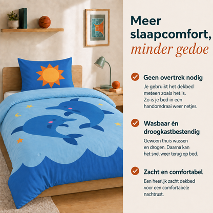 Good vibes - Ocean Glow - Wasbaar hoesloos dekbed voor de kinderen