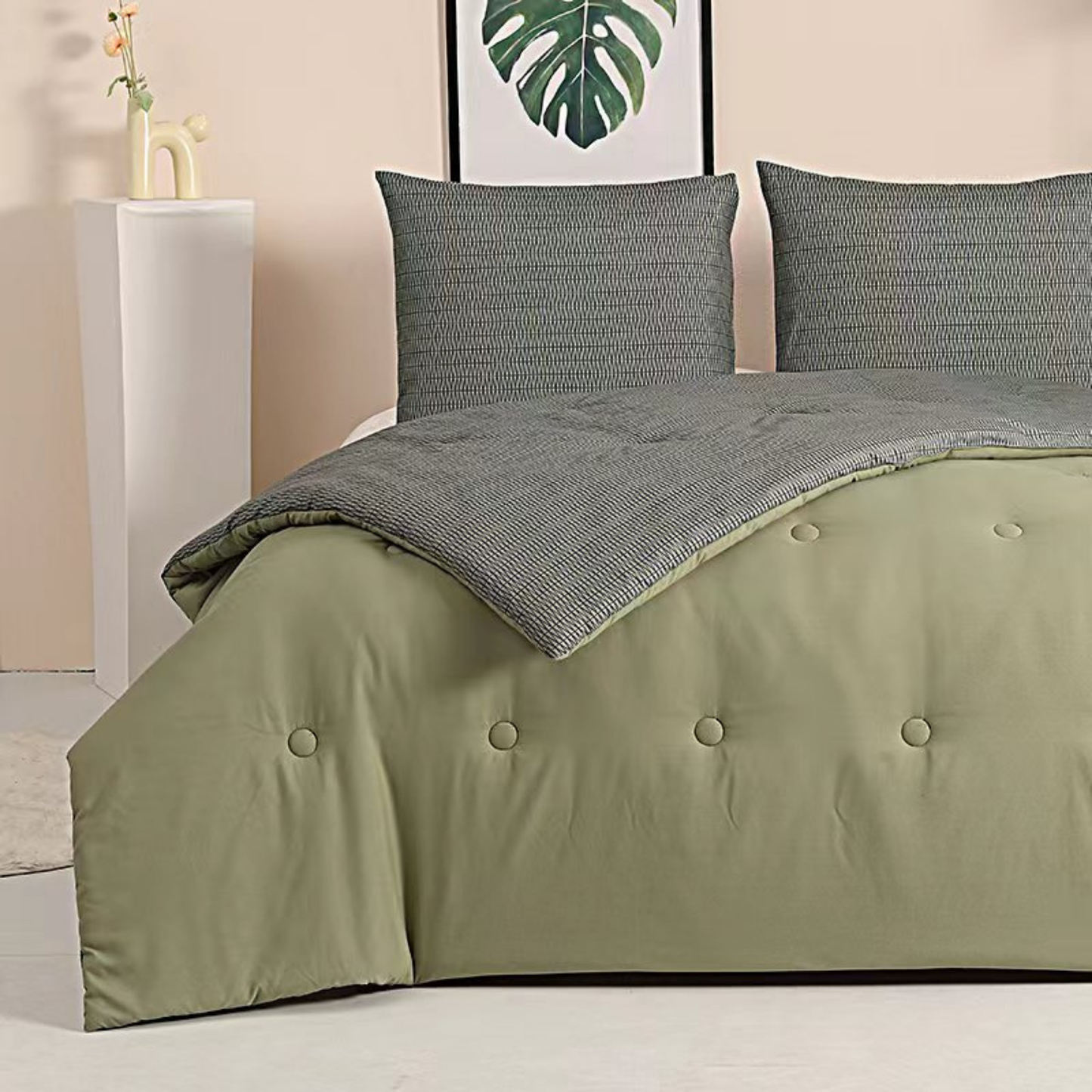 Struktur Olive Leaf - Het hoesloos dekbed zonder overtrek |vaste hoes |wasbaar