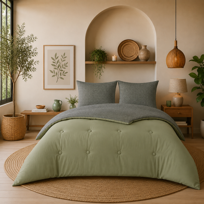 Struktur Olive Leaf - Het hoesloos dekbed zonder overtrek |vaste hoes |wasbaar